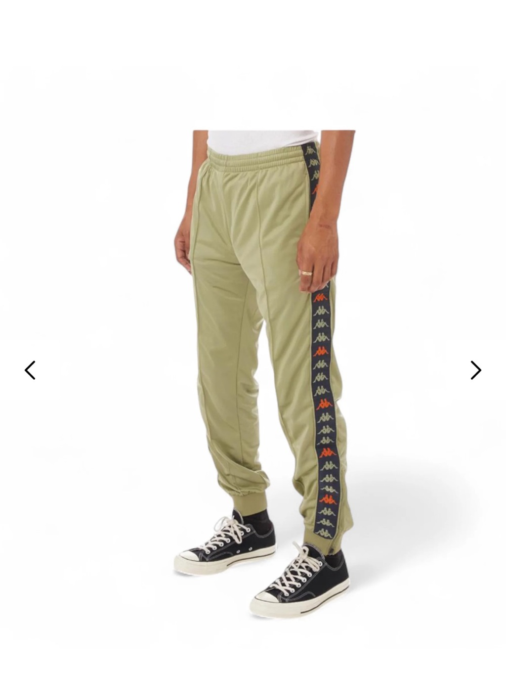 Kappa Men's Olive Green Joggers with Black Logo Side Tape
